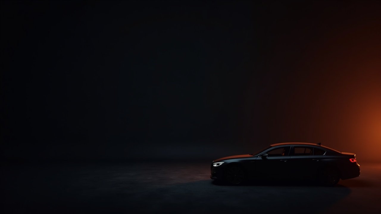 Zástava vozidla — moderní auto v tmavém studiovém světle